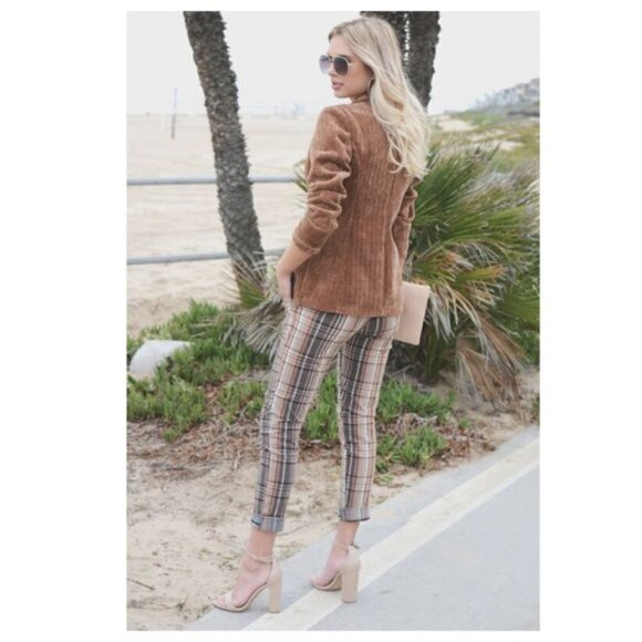 Textured Raw hem camel color blazer jacket Large - Picture 4 of 4